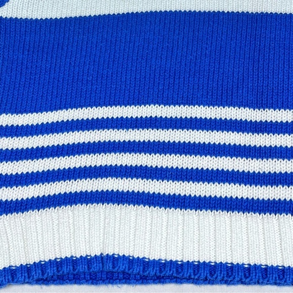 VINTAGE CHAUS Blue White Short Sleeve Sweater Knit Top Women's Size L - Picture 14 of 16